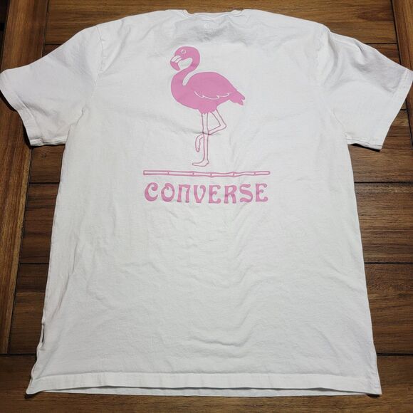 Converse Graphic SS White Tee Pink Flamingo - Size Large - Picture 2 of 9